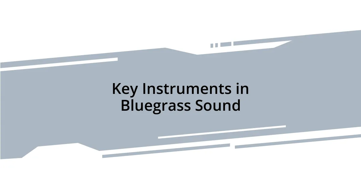 Key Instruments in Bluegrass Sound