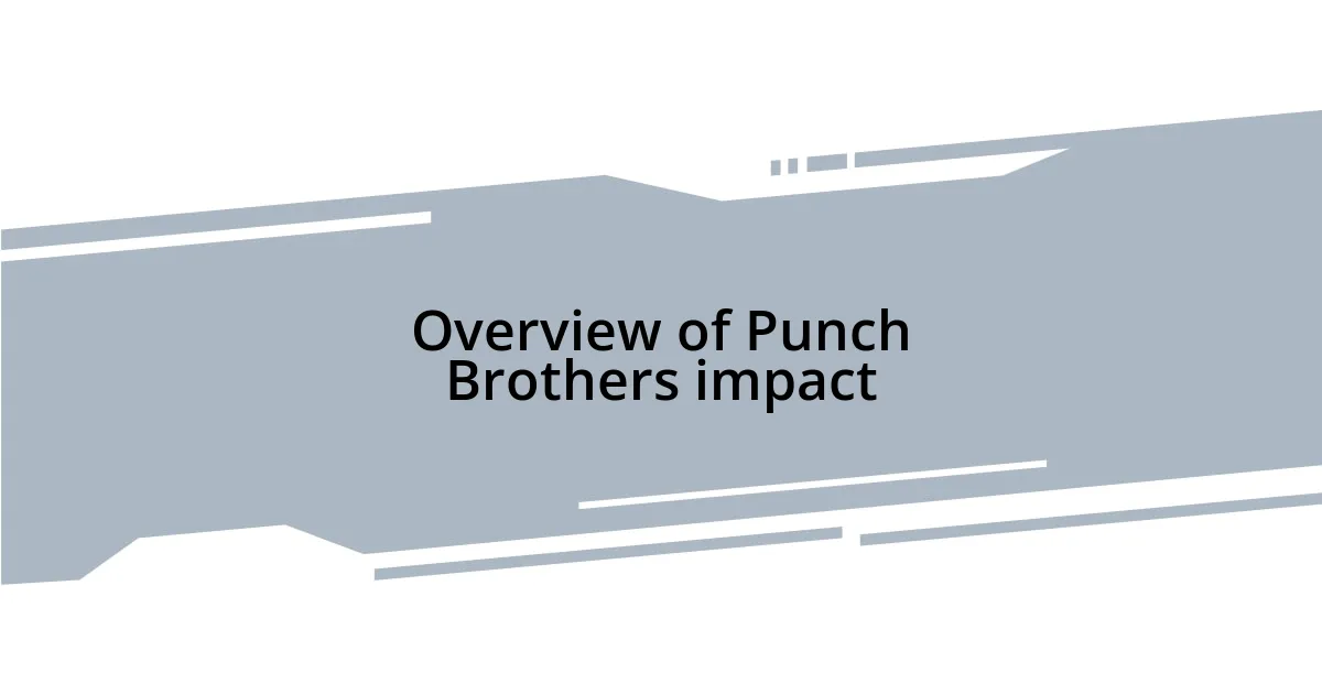 Overview of Punch Brothers impact